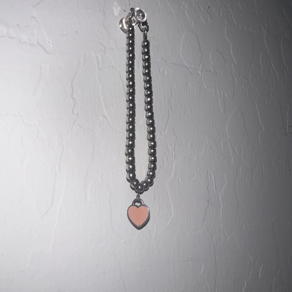 Tiffany & Co. Pink Heart Pendant Bracelet